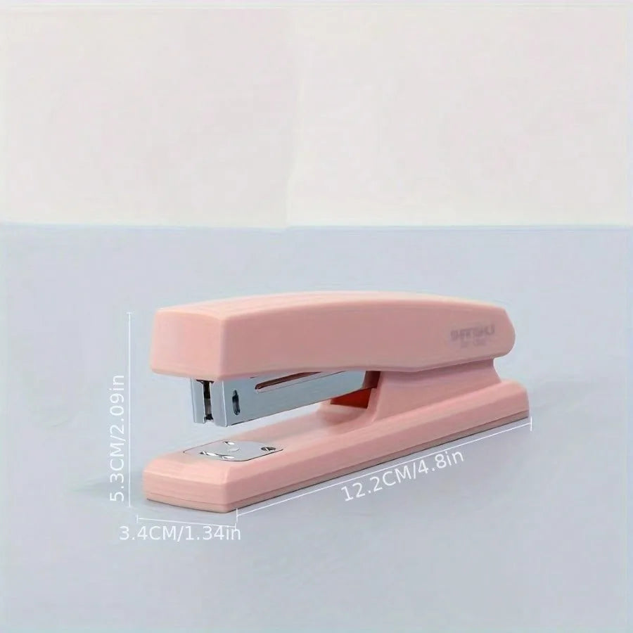 2 Piece White/pink Stapler with Anti Slip Design and Labor-saving Function, Suitable for Office Staff and School Students