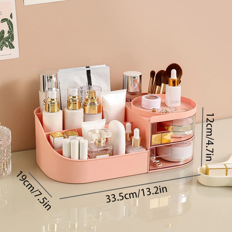Cosmetic Storage Box With Drawer, Skin Care Product Countertop Storage Box, Lipstick, Brush, Makeup Brush Desktop Organizer