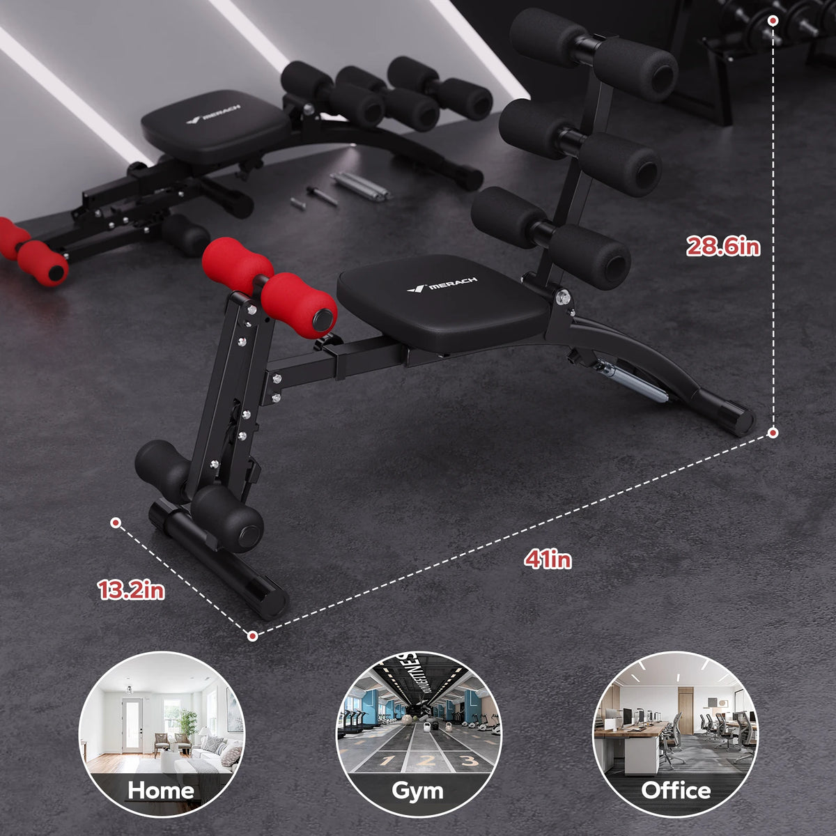 MERACH Ab Machine Multi-Functional Adjustable Ab Trainer Workout Bench for Home Gym Sit Up Machine for Abdominal Exercise Chair