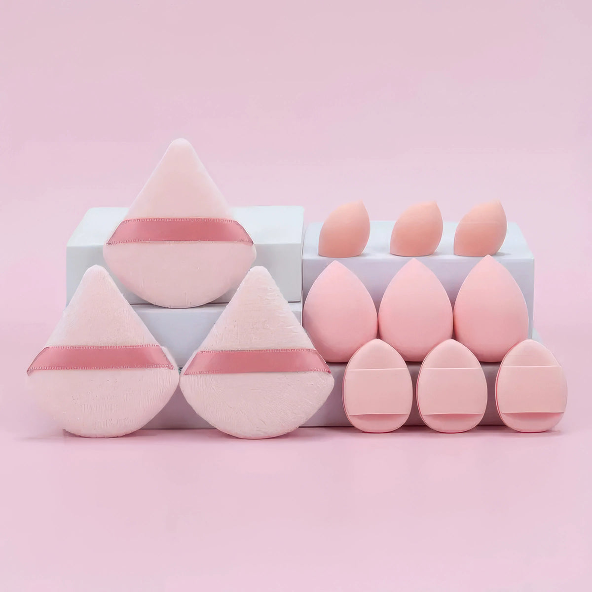 1 Set of Beauty Egg Suit Pink, Dry and Wet Multi-function, Suitable for Liquid Foundation, Set Makeup, Powder