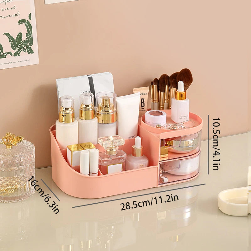 Cosmetic Storage Box With Drawer, Skin Care Product Countertop Storage Box, Lipstick, Brush, Makeup Brush Desktop Organizer