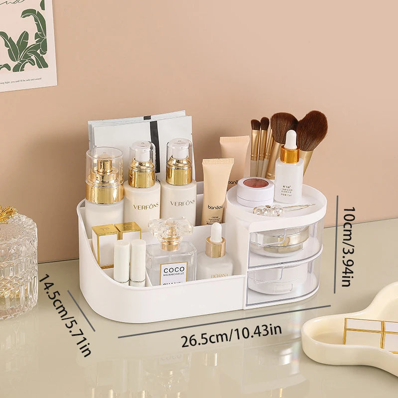 Cosmetic Storage Box With Drawer, Skin Care Product Countertop Storage Box, Lipstick, Brush, Makeup Brush Desktop Organizer
