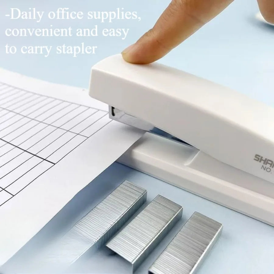 2 Piece White/pink Stapler with Anti Slip Design and Labor-saving Function, Suitable for Office Staff and School Students