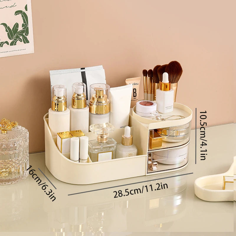 Cosmetic Storage Box With Drawer, Skin Care Product Countertop Storage Box, Lipstick, Brush, Makeup Brush Desktop Organizer