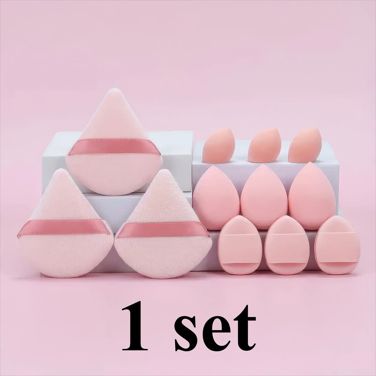 1 Set of Beauty Egg Suit Pink, Dry and Wet Multi-function, Suitable for Liquid Foundation, Set Makeup, Powder