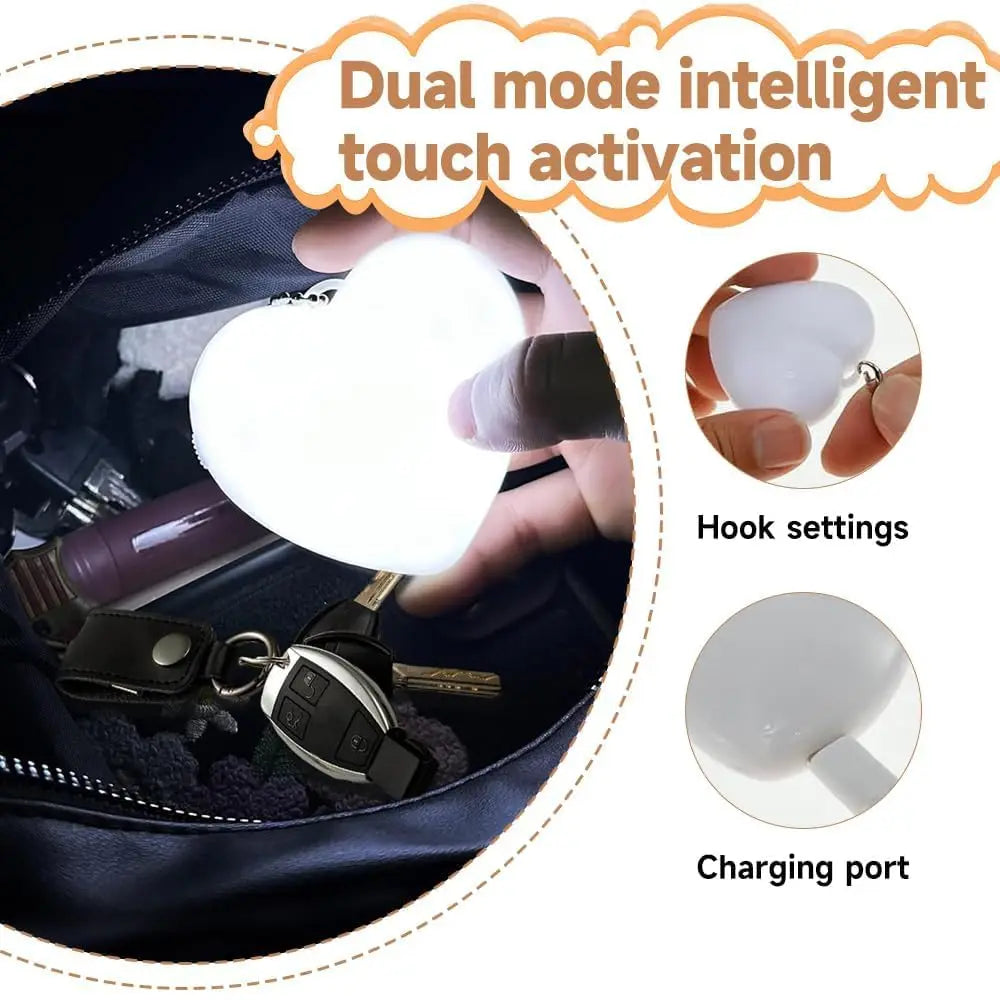 1/2PCS Purse Heart LED Light Handbag Lamp Automatic Motion Activated Purse Heart Shaped Night Light for Women Bah Purse Charm