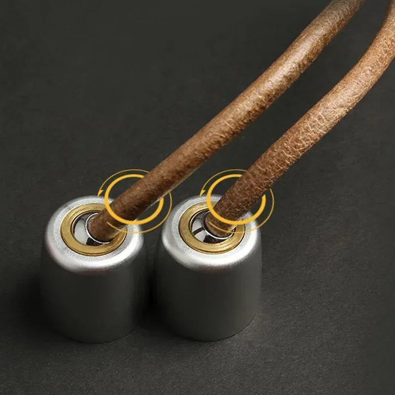 Jump Rope Professional Cowhide Leather Ropes Rapid Speed Jumping Rope with Wooden Handle Skipping Rope Gym Fitness Slim Body