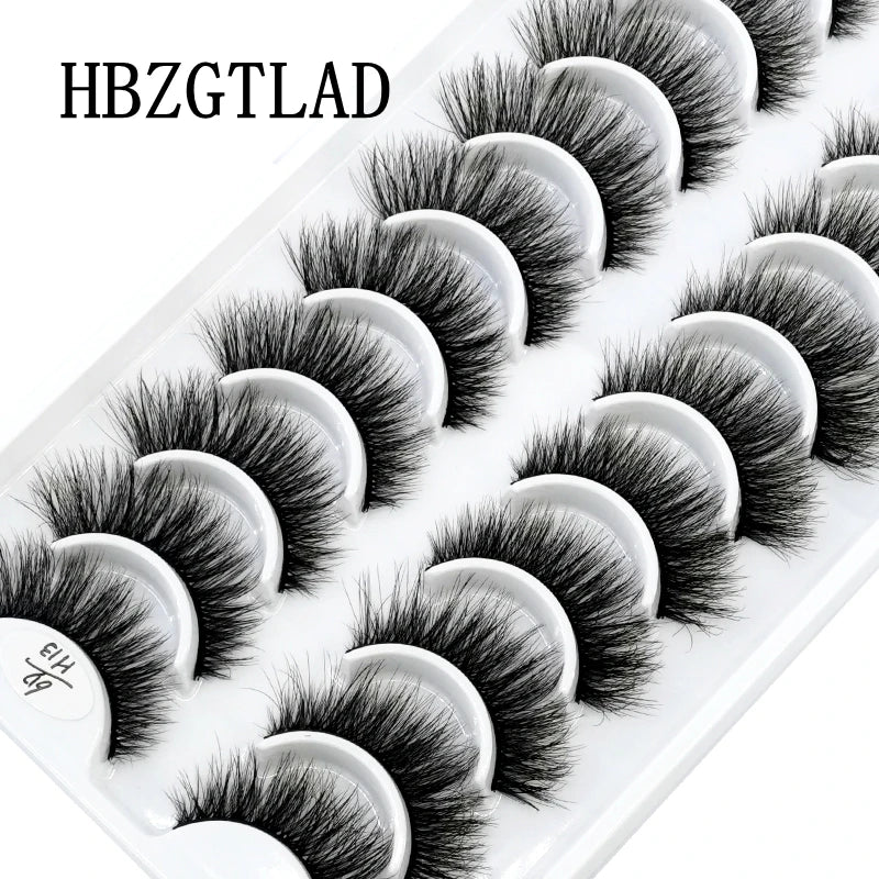 HBZGTLAD 10 Pairs 3D Faux Mink Lashes Fluffy Soft Full Thick Wispy Natural long False Eyelashes Curly lashes wholesale lashes