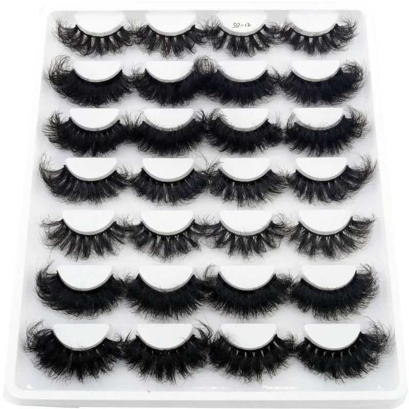 HBZGTLAD 14 Pairs Eyelashes 25mm Faux Mink Eyelashes Long Lasting Fluffy Mink Lashes Dramatic Volume lashes Extension Thick Long