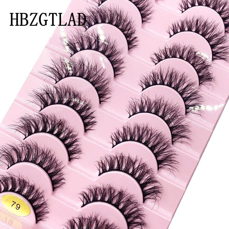 HBZGTLAD 10 Pairs 3D Faux Mink Lashes Fluffy Soft Full Thick Wispy Natural long False Eyelashes Curly lashes wholesale lashes