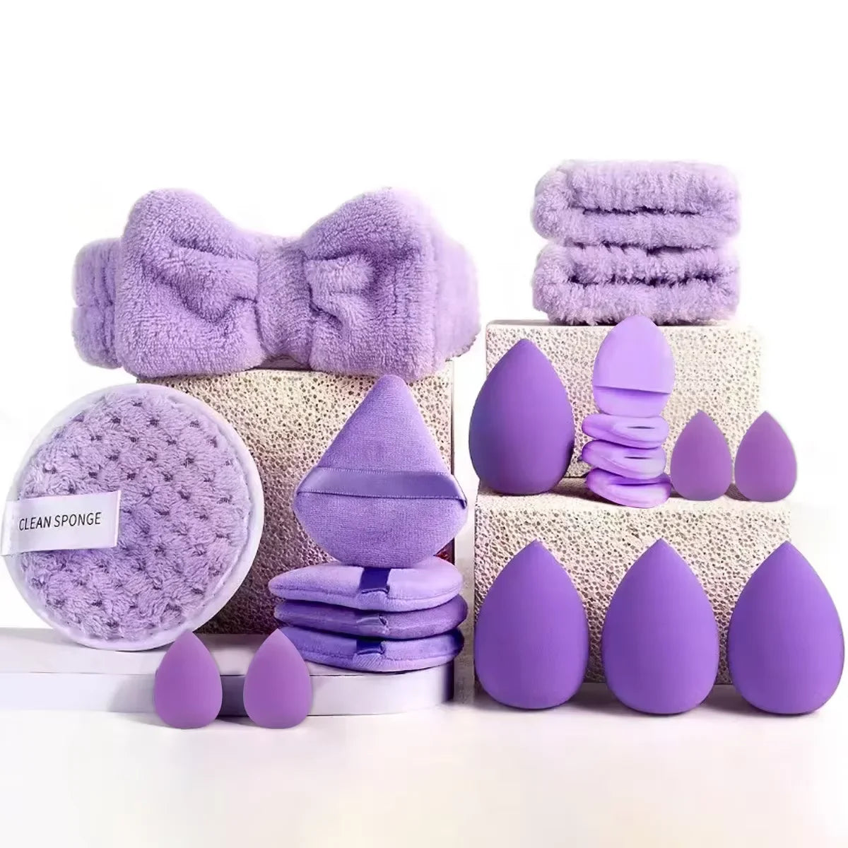 Makeup Brushes and Sponges Set, Pink Makeup Puff, Beauty Egg, Headband, Wristband Remover Kit, Makeup Tool, Gift 20-32pcs