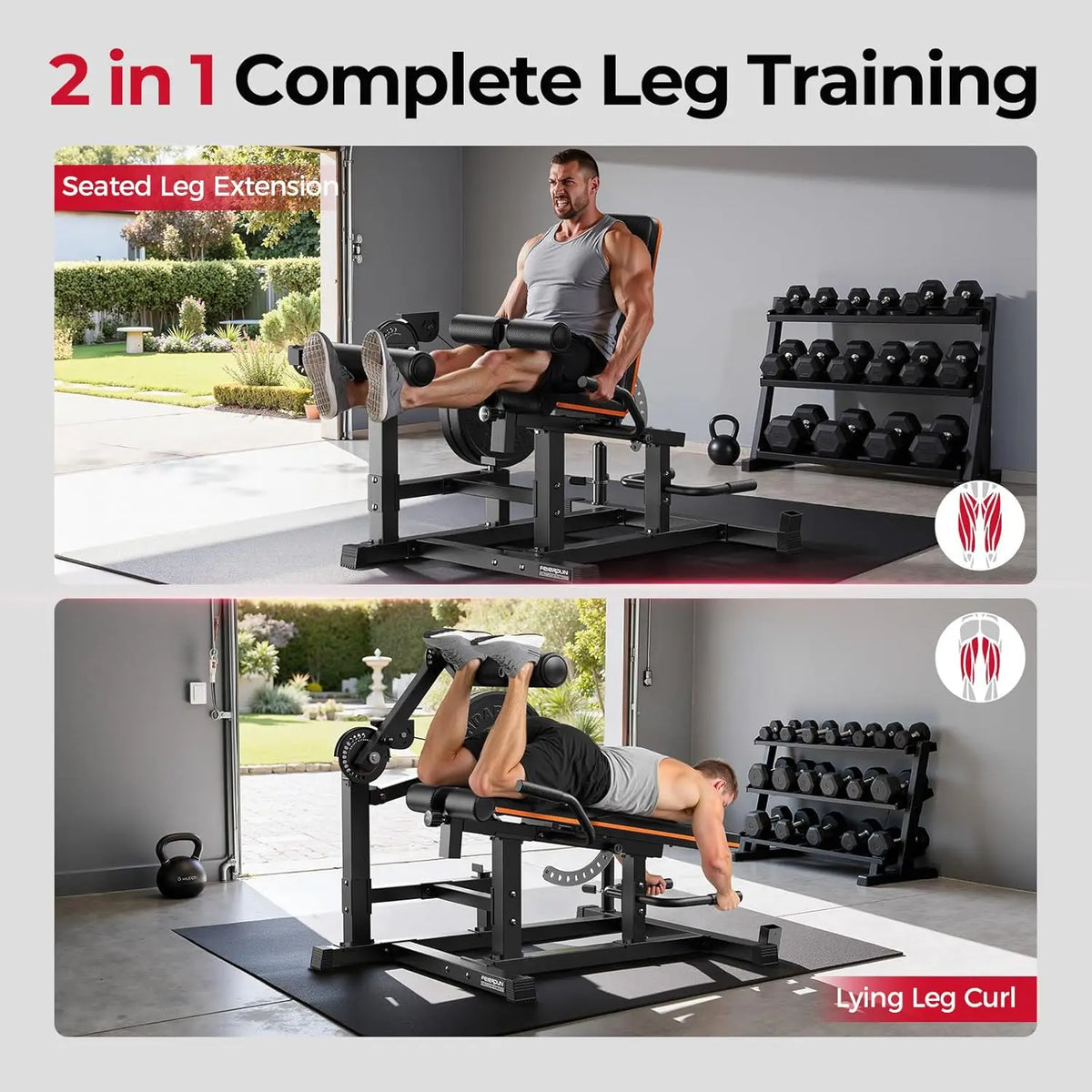 FEIERDUN Leg Extension and Curl Machine, Adjustable Leg Curl Machine, Seated Leg Extension Machine,Home Gym Leg Machine