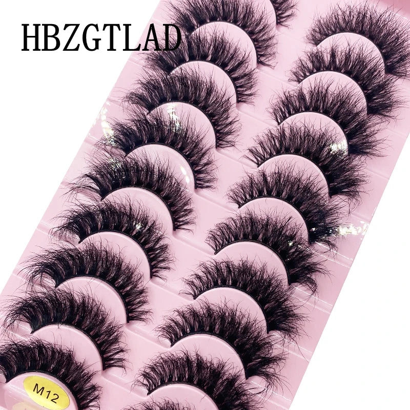 HBZGTLAD 10 Pairs 3D Faux Mink Lashes Fluffy Soft Full Thick Wispy Natural long False Eyelashes Curly lashes wholesale lashes