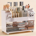 Makeup Organizer with Drawers, Vanity Storage for Brushes, Perfume, Lotion, Lipstick, Palette – White