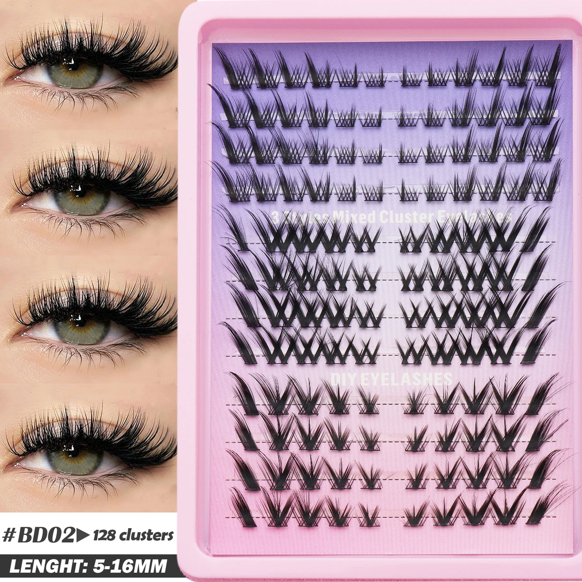80 cluster Brown Fox Eye Tail False Eyelash wedding party and dates eyelashes  for daily makeup