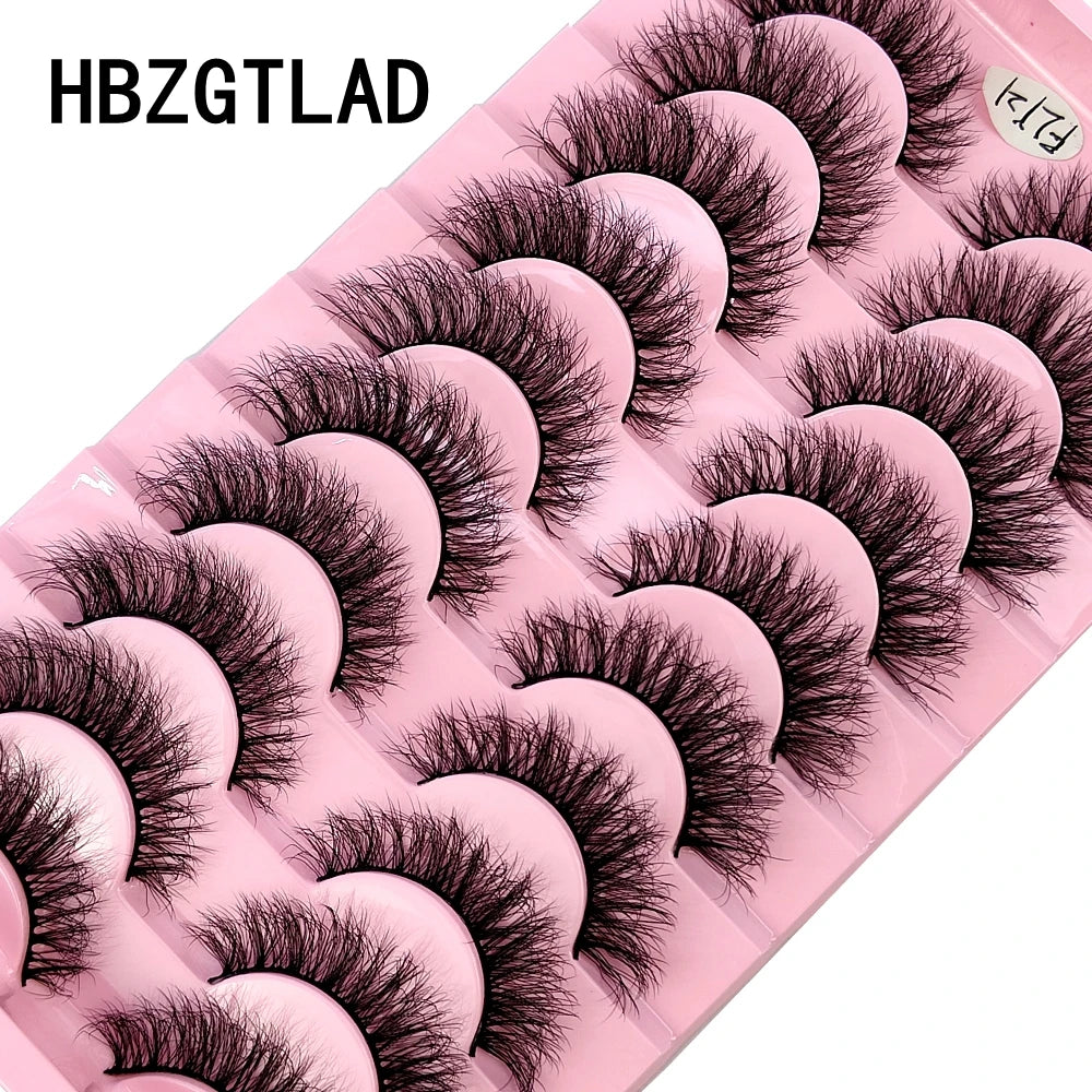 HBZGTLAD 10 Pairs 3D Faux Mink Lashes Fluffy Soft Full Thick Wispy Natural long False Eyelashes Curly lashes wholesale lashes