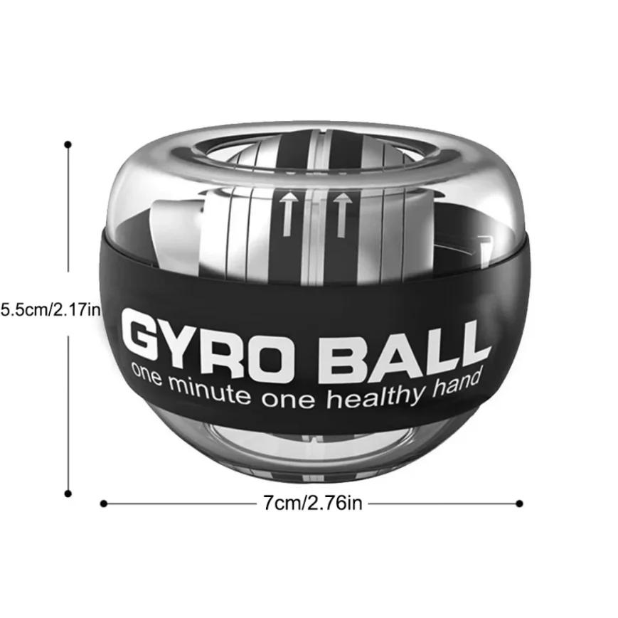 Portable LED Wrist Power Trainer Ball for Muscle Strength and Fitness Exercise with Self Starting Gyro Technology