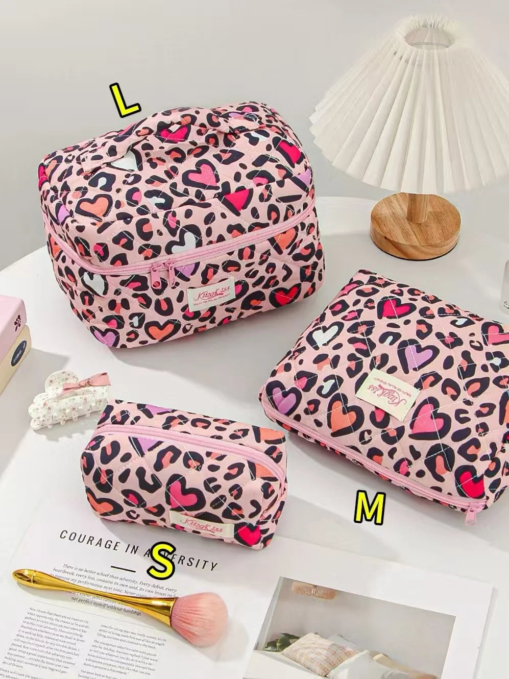 1pcs Cute Quilted Cotton Makeup Bag Women Zipper Cosmetic Organizer Cloth Handbag Box Shape Portable Toiletry Case for Girls