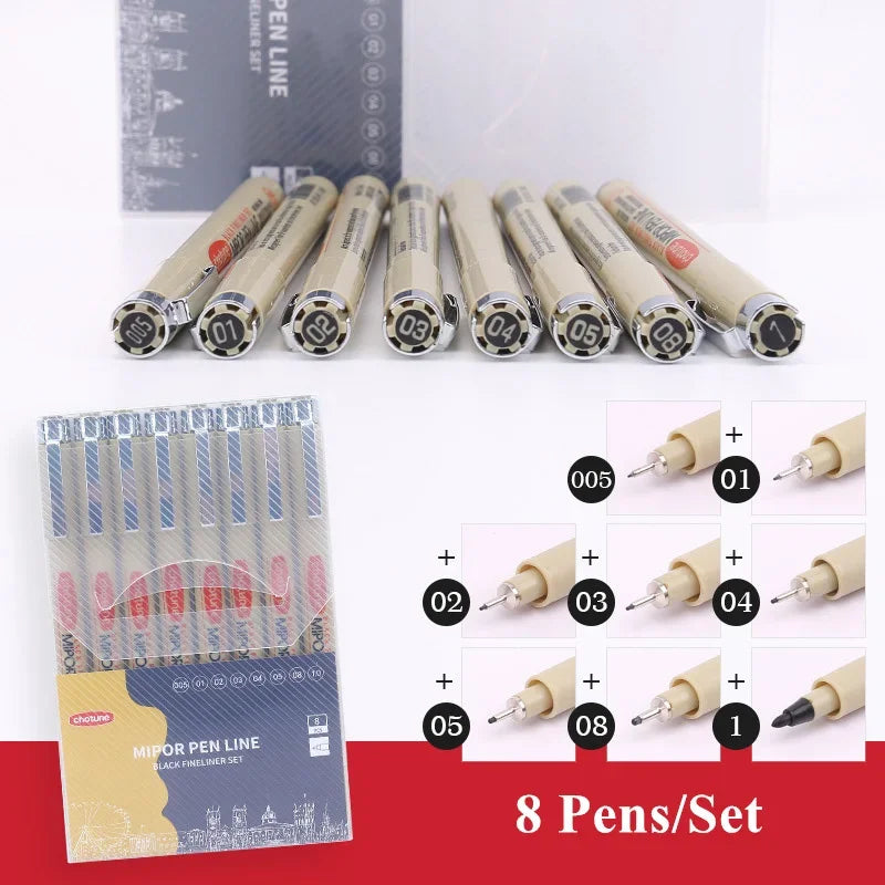 Manga Black Fineliner Marker Pens Art Supplies Waterproof Sketching Sakura Pigma Micron Pens Pigment Liner Japanese Stationery
