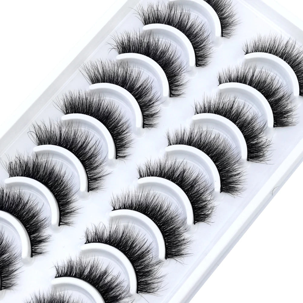 HBZGTLAD 10 Pairs 3D Faux Mink Lashes Fluffy Soft Full Thick Wispy Natural long False Eyelashes Curly lashes wholesale lashes