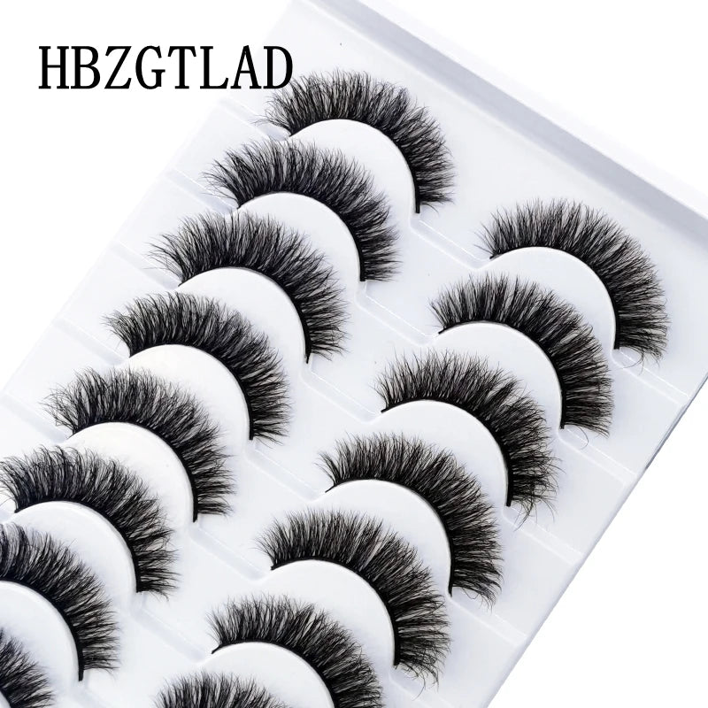 HBZGTLAD 10 Pairs 3D Faux Mink Lashes Fluffy Soft Full Thick Wispy Natural long False Eyelashes Curly lashes wholesale lashes