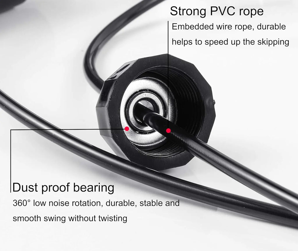 Adjustable Tangle-Free Jump Rope with Ball Bearings for Exercise and Fitness at Home, Gym, or School