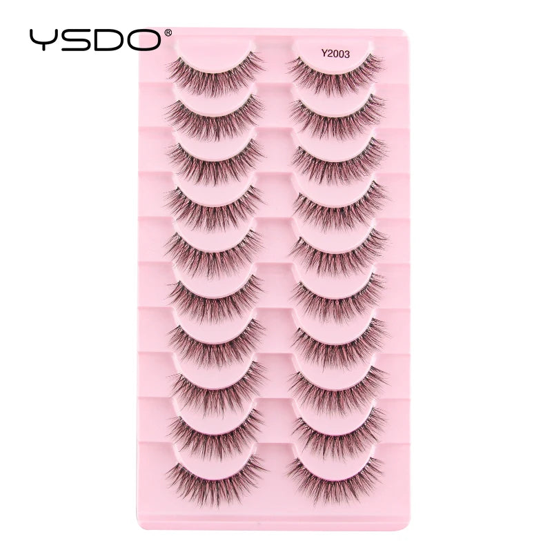 YSDO Natura Cat Eye Lashes 3/10 Pairs Faux 3d Mink Eyelashes Reusable Fake Eyelashes Tools Soft Wispy False Lashes maquillaje