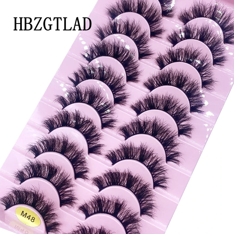 HBZGTLAD 10 Pairs 3D Faux Mink Lashes Fluffy Soft Full Thick Wispy Natural long False Eyelashes Curly lashes wholesale lashes
