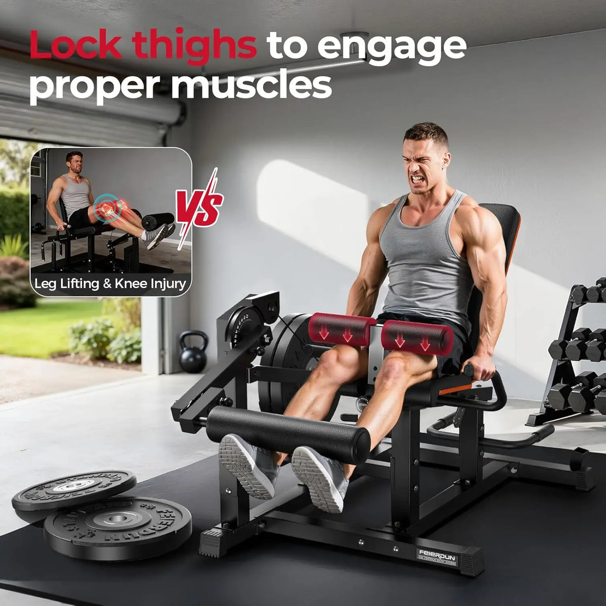FEIERDUN Leg Extension and Curl Machine, Adjustable Leg Curl Machine, Seated Leg Extension Machine,Home Gym Leg Machine