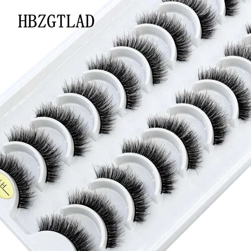 HBZGTLAD 10 Pairs 3D Faux Mink Lashes Fluffy Soft Full Thick Wispy Natural long False Eyelashes Curly lashes wholesale lashes
