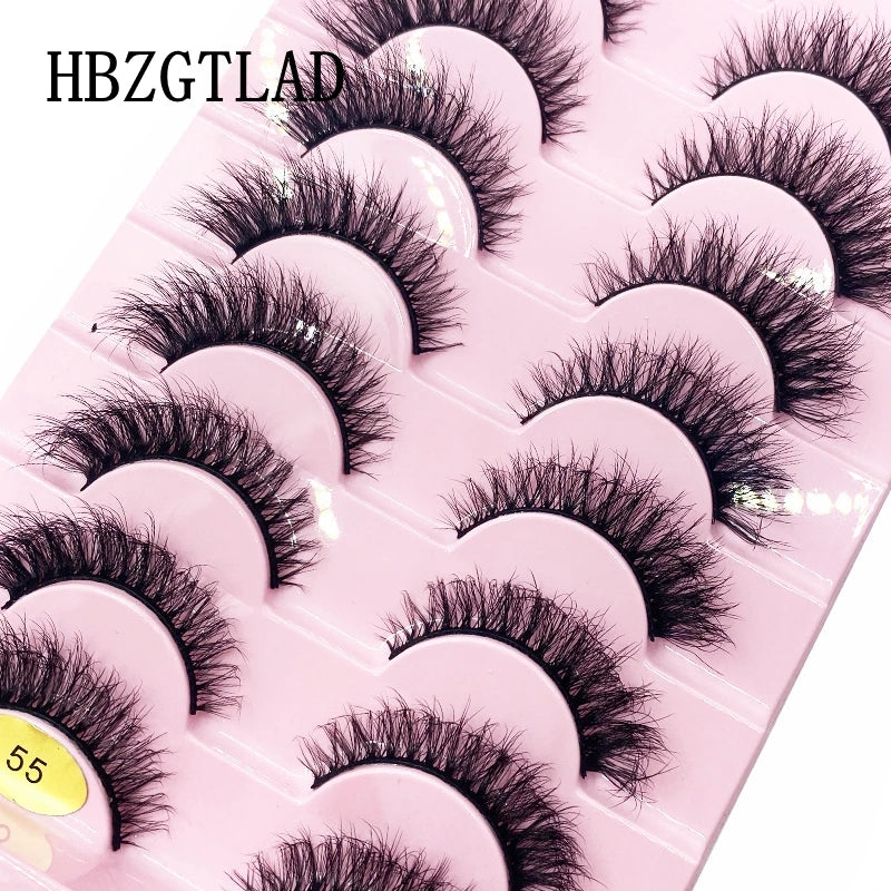 HBZGTLAD 10 Pairs 3D Faux Mink Lashes Fluffy Soft Full Thick Wispy Natural long False Eyelashes Curly lashes wholesale lashes