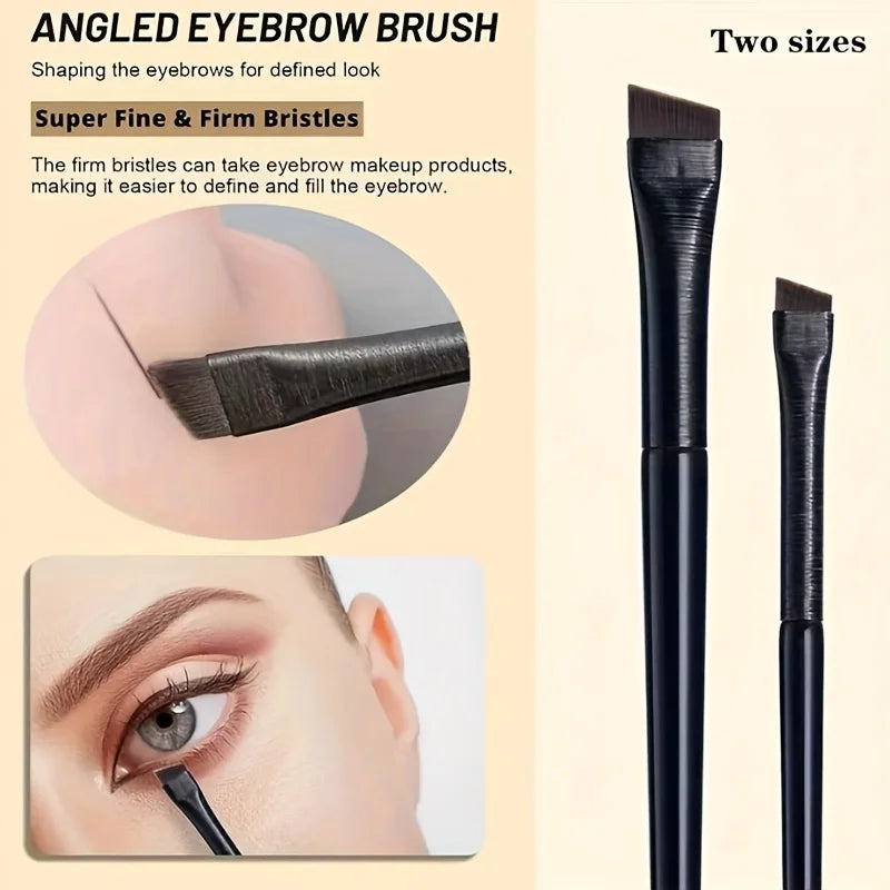 2pcs ultra-thin diagonal eyeliner brush set - fine diagonal eyeliner eyebrow brush, sickle ultra-thin diagonal flat angle,