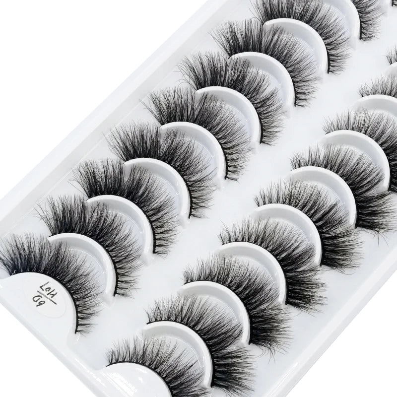 HBZGTLAD 10 Pairs 3D Faux Mink Lashes Fluffy Soft Full Thick Wispy Natural long False Eyelashes Curly lashes wholesale lashes