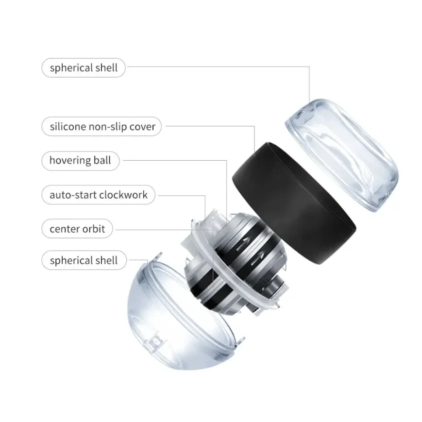 Portable LED Wrist Power Trainer Ball for Muscle Strength and Fitness Exercise with Self Starting Gyro Technology