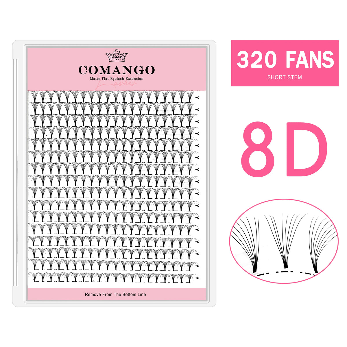 CoMango Wispy Premade Volume Fans 3-10D Individual Lashes Extension Short Stem 320 Fans Faux Mink Pre Made Russian Lashes