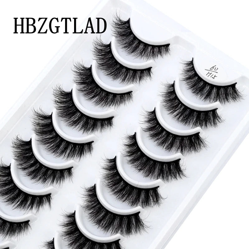 HBZGTLAD 10 Pairs 3D Faux Mink Lashes Fluffy Soft Full Thick Wispy Natural long False Eyelashes Curly lashes wholesale lashes