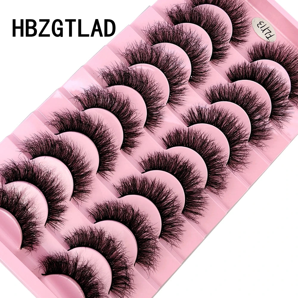 HBZGTLAD 10 Pairs 3D Faux Mink Lashes Fluffy Soft Full Thick Wispy Natural long False Eyelashes Curly lashes wholesale lashes