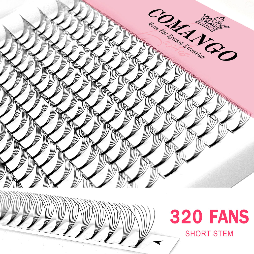 CoMango Wispy Premade Volume Fans 3-10D Individual Lashes Extension Short Stem 320 Fans Faux Mink Pre Made Russian Lashes