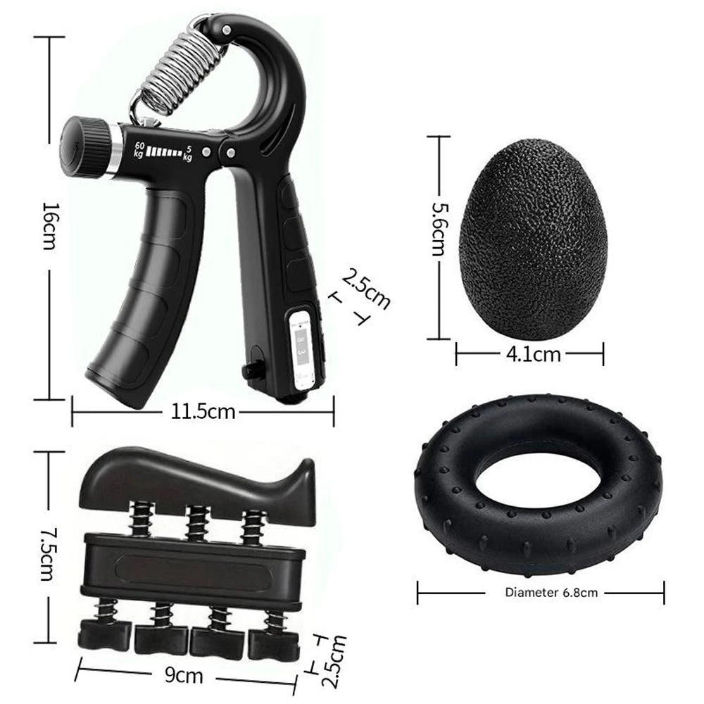 5Pcs Grip Trainer Kit Adjustable Hand Gripper,Finger/Hand Strength Exercisers,Stress Ball,Forearm Ring for Muscle Build Fitness