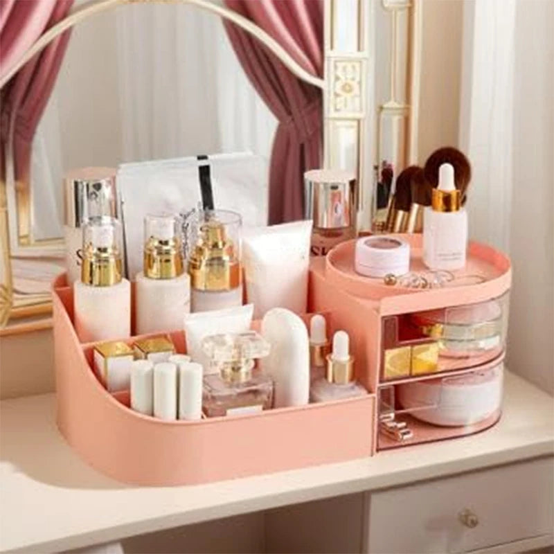 Cosmetic Storage Box With Drawer, Skin Care Product Countertop Storage Box, Lipstick, Brush, Makeup Brush Desktop Organizer