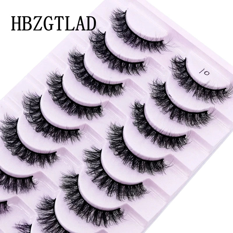 HBZGTLAD 10 Pairs 3D Faux Mink Lashes Fluffy Soft Full Thick Wispy Natural long False Eyelashes Curly lashes wholesale lashes