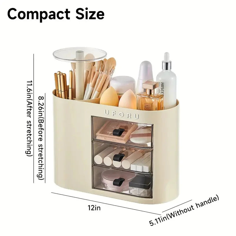 Makeup Brushes Storage Organizer With Drawers Large Capacity Cosmetics Tools Organizer Dustproof Lifting Makeup Brushes Holder