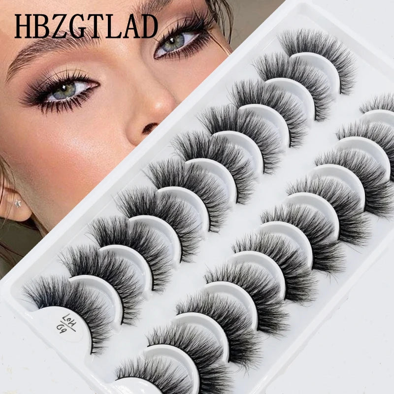 HBZGTLAD 10 Pairs 3D Faux Mink Lashes Fluffy Soft Full Thick Wispy Natural long False Eyelashes Curly lashes wholesale lashes