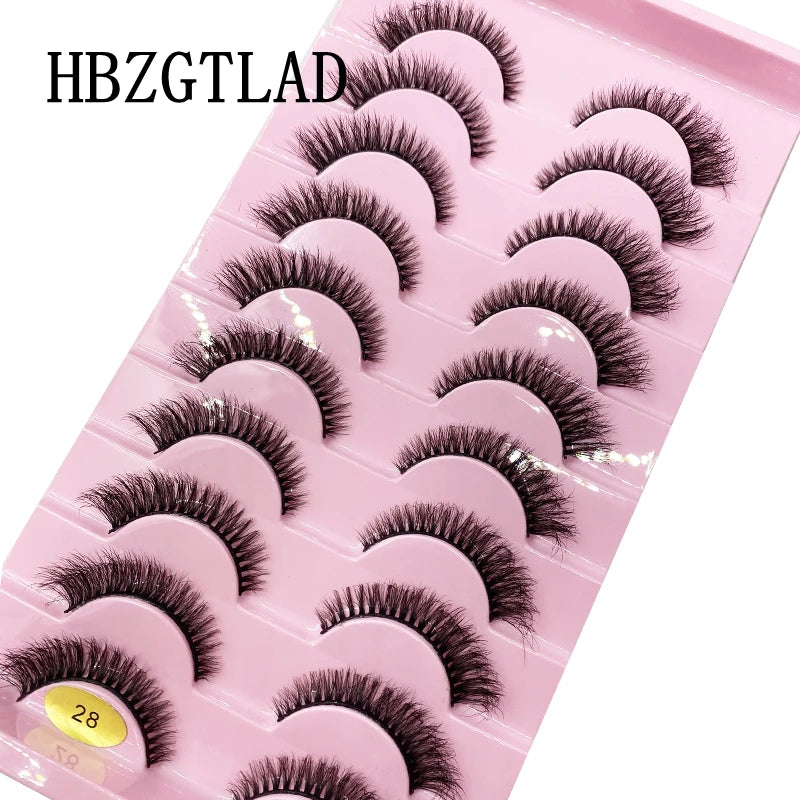 HBZGTLAD 10 Pairs 3D Faux Mink Lashes Fluffy Soft Full Thick Wispy Natural long False Eyelashes Curly lashes wholesale lashes