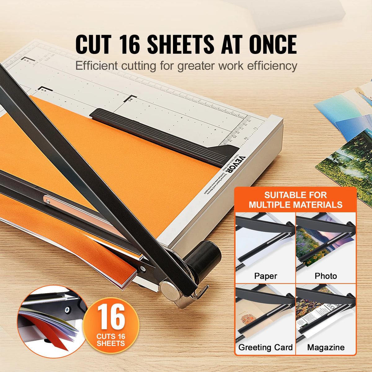SucceBuy Paper Cutter Guillotine Trimmer 15"/18" Cut Length 16/20 Sheets Capacity Heavy Duty Paper Cutter for Home Office School