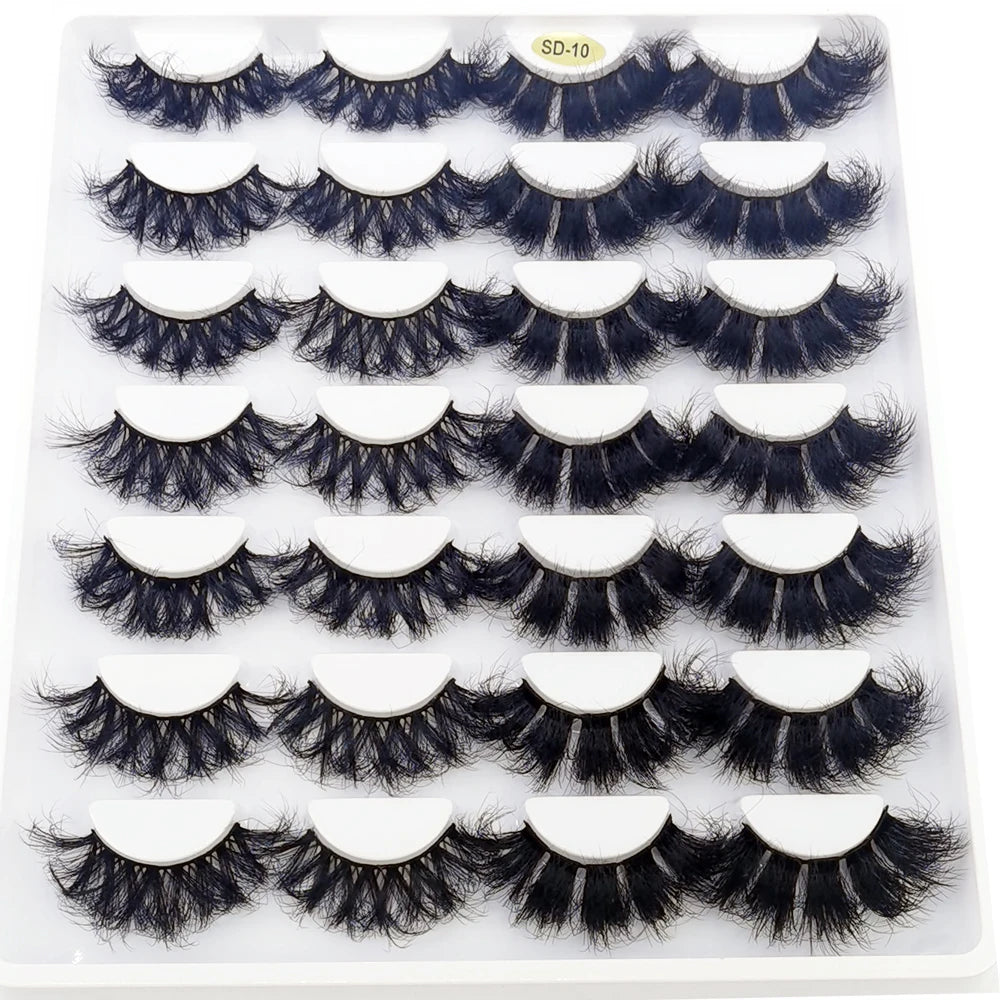 HBZGTLAD 14 Pairs Eyelashes 25mm Faux Mink Eyelashes Long Lasting Fluffy Mink Lashes Dramatic Volume lashes Extension Thick Long