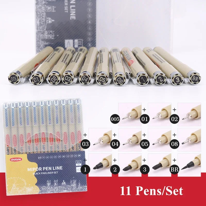 Manga Black Fineliner Marker Pens Art Supplies Waterproof Sketching Sakura Pigma Micron Pens Pigment Liner Japanese Stationery