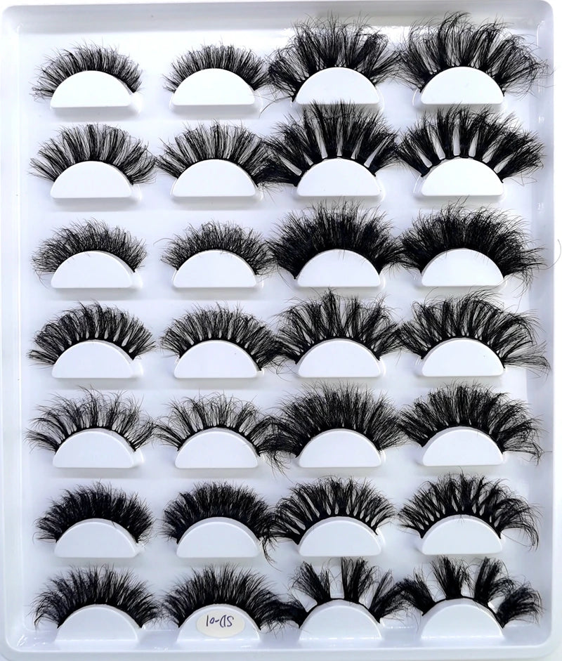 HBZGTLAD 14 Pairs Eyelashes 25mm Faux Mink Eyelashes Long Lasting Fluffy Mink Lashes Dramatic Volume lashes Extension Thick Long