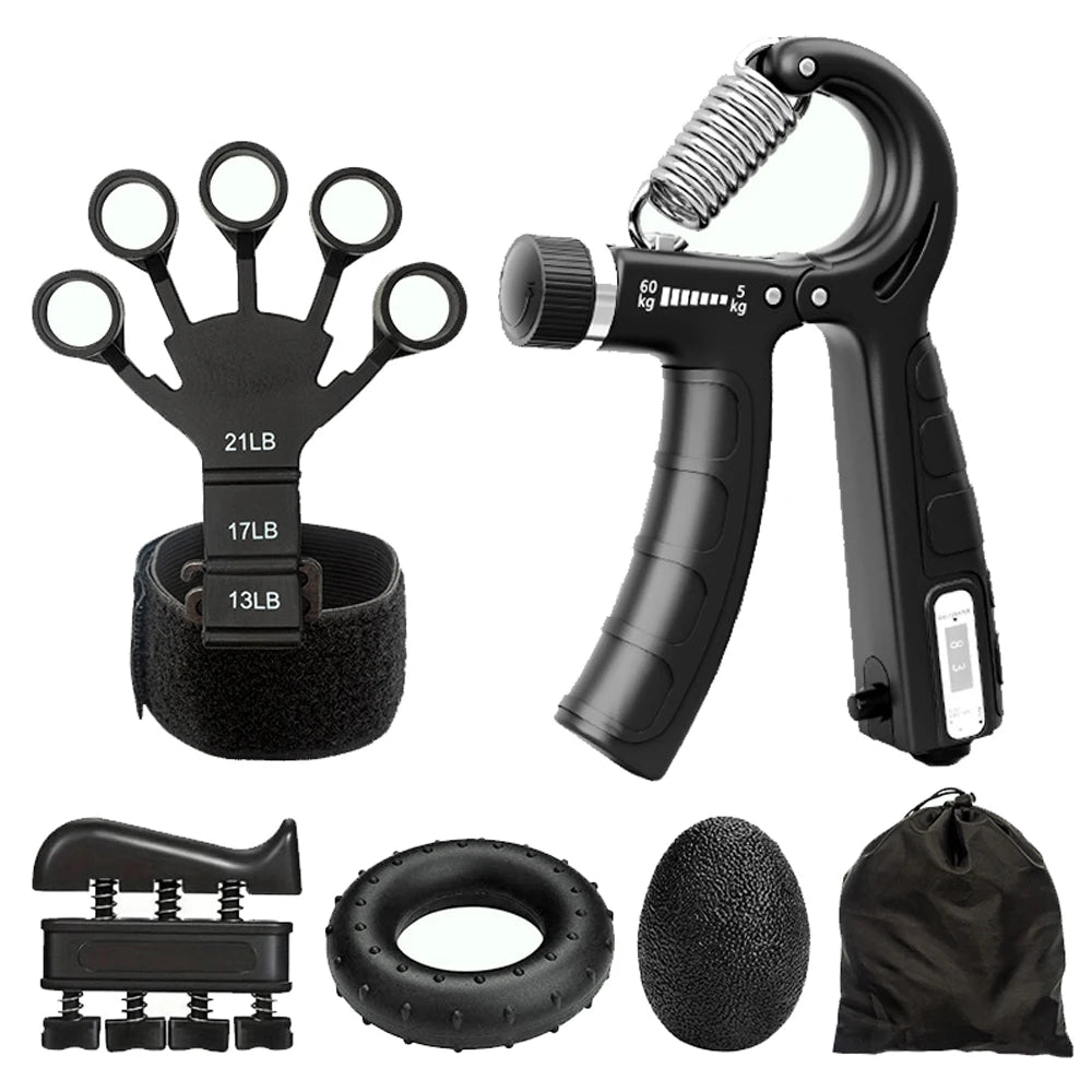 5Pcs Grip Trainer Kit Adjustable Hand Gripper,Finger/Hand Strength Exercisers,Stress Ball,Forearm Ring for Muscle Build Fitness