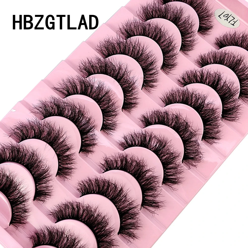 HBZGTLAD 10 Pairs 3D Faux Mink Lashes Fluffy Soft Full Thick Wispy Natural long False Eyelashes Curly lashes wholesale lashes